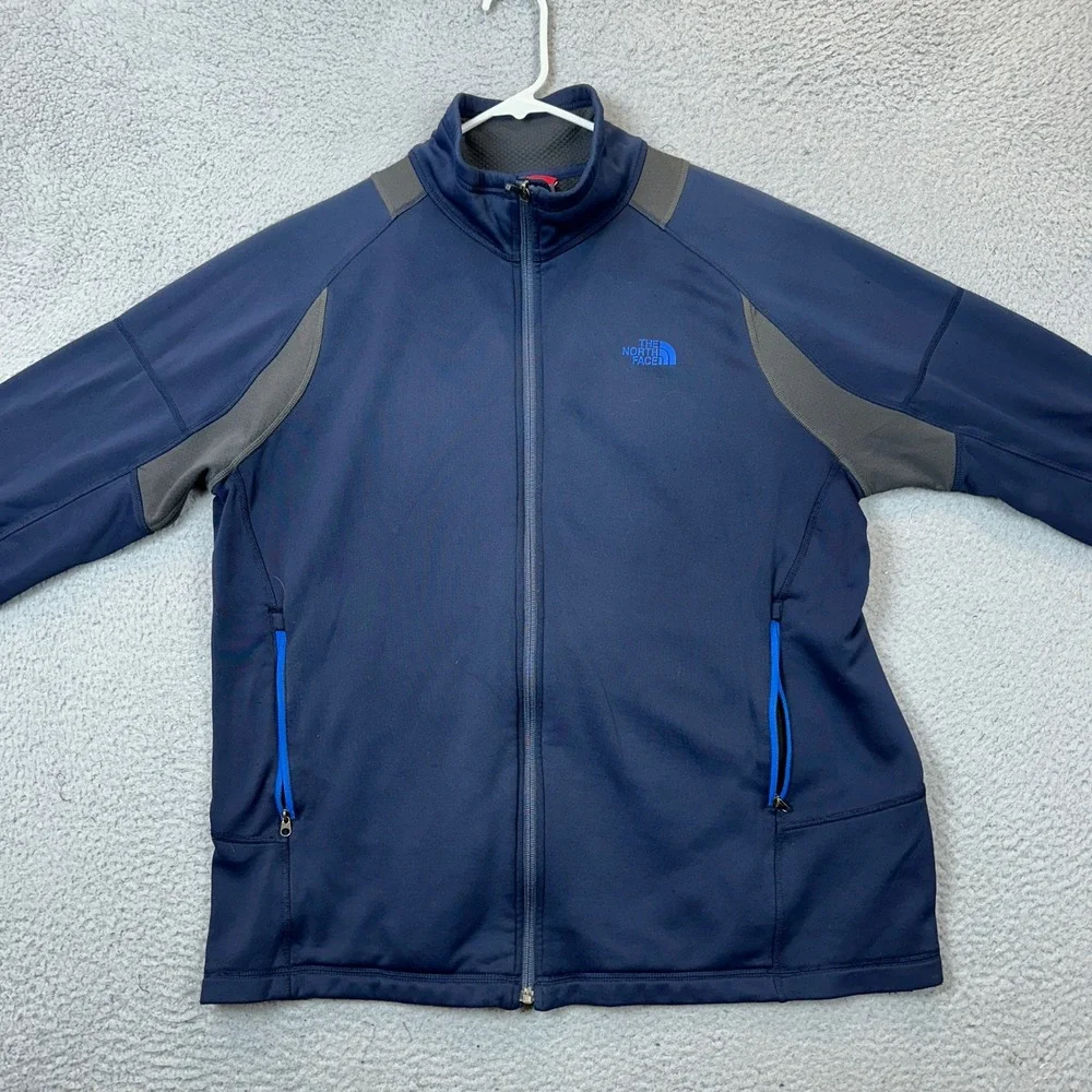 The North Face Jacket Mens Large Track Jacket Full Zip Navy Blue Performance